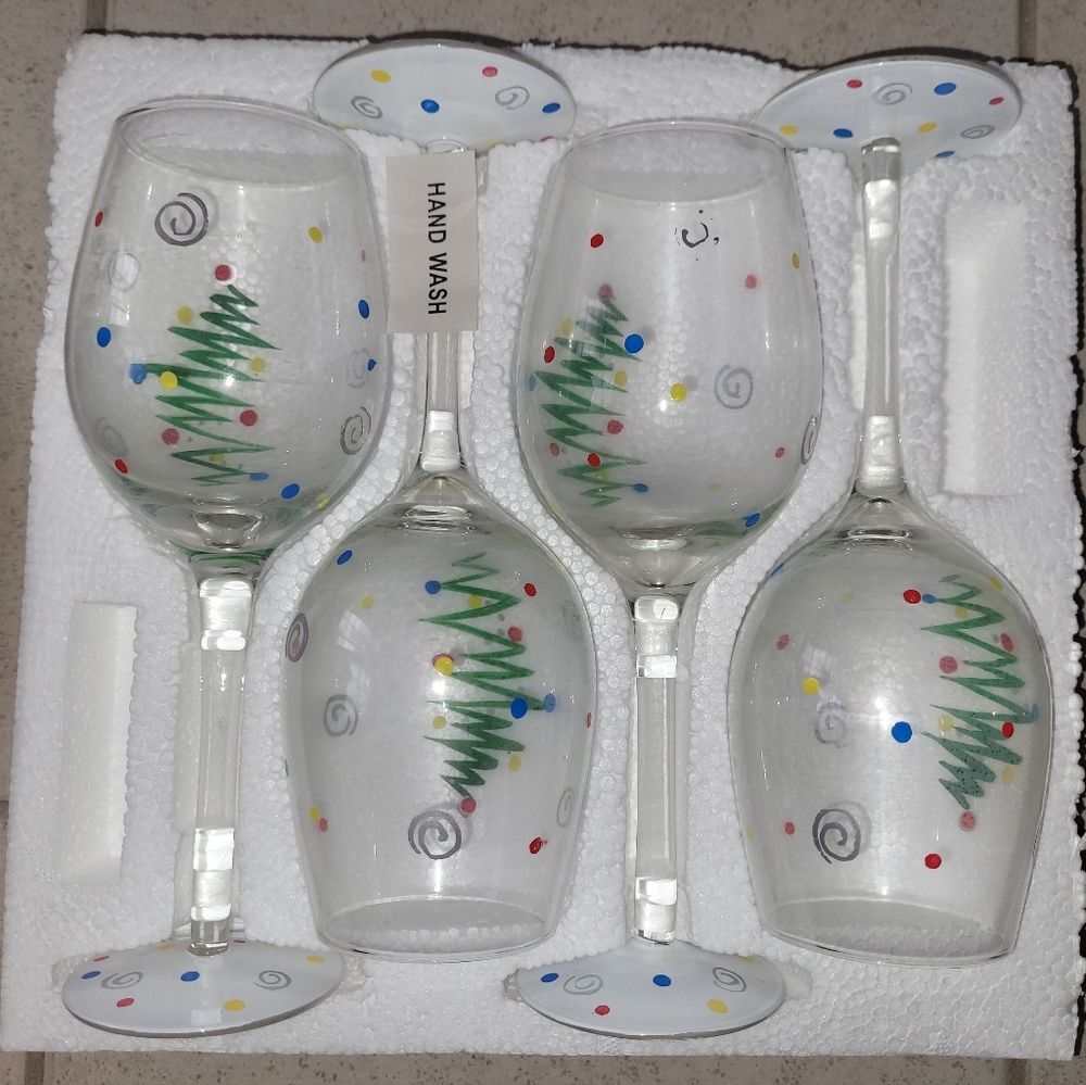 Handpainted Christmas Wine Glasses